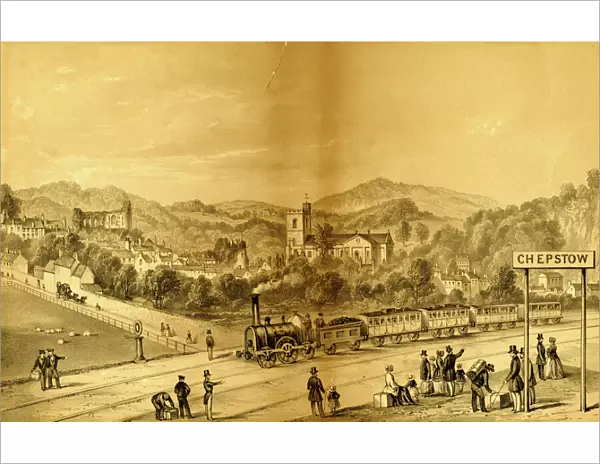 Lithograph of Chepstow Station, c. 1850