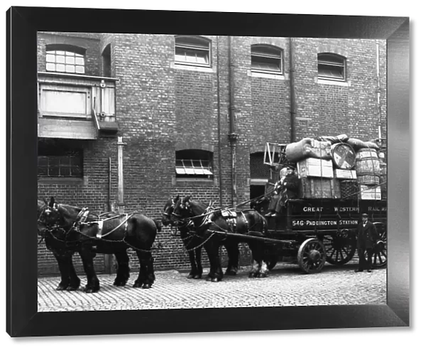 Horse Drawn Delivery Wagon at Paddington Mint Stables, c. 1910