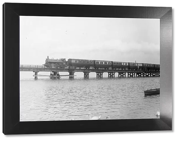 Old timber bridge spanning Radipole Lake, Weymouth, c1900
