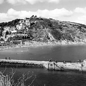 Looe, Banjo Pier and Beach, Cornwall, August 1951