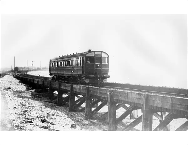 Steam rail motor approaching Penzance Station, c. 1915