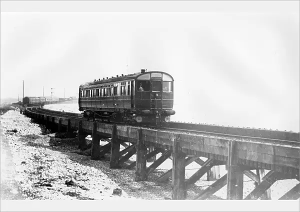 Steam rail motor approaching Penzance Station, c. 1915