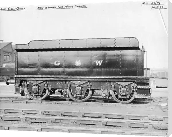 4000 gallon locomotive tender showing new lettering, February 1945