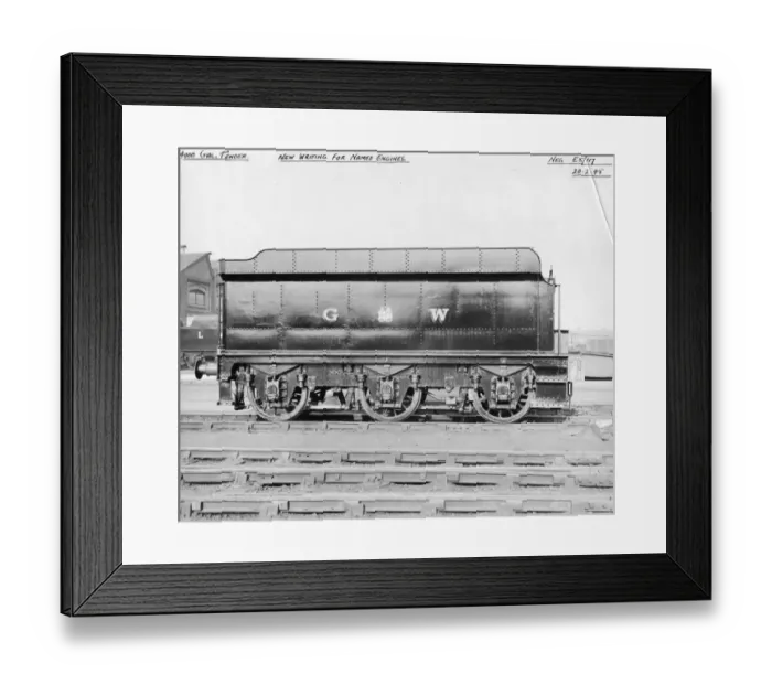 Framed Print : 4000 gallon locomotive tender showing new lettering, February 1945 Framed Print : 4000 gallon locomotive tender showing new lettering, February 1945