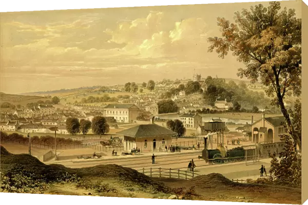 Lithograph of Bridgend Station, c. 1850