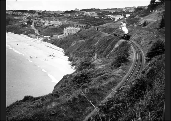 Locomotive at Carbis Bay in Cornwall, 1950s