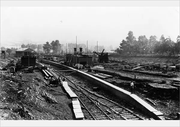 Winchcombe Station under construction, Gloucestershire, 1904