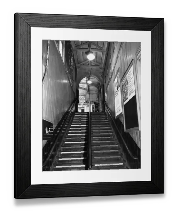 Framed Print : Swindon Station Staircase to Platforms, 1970