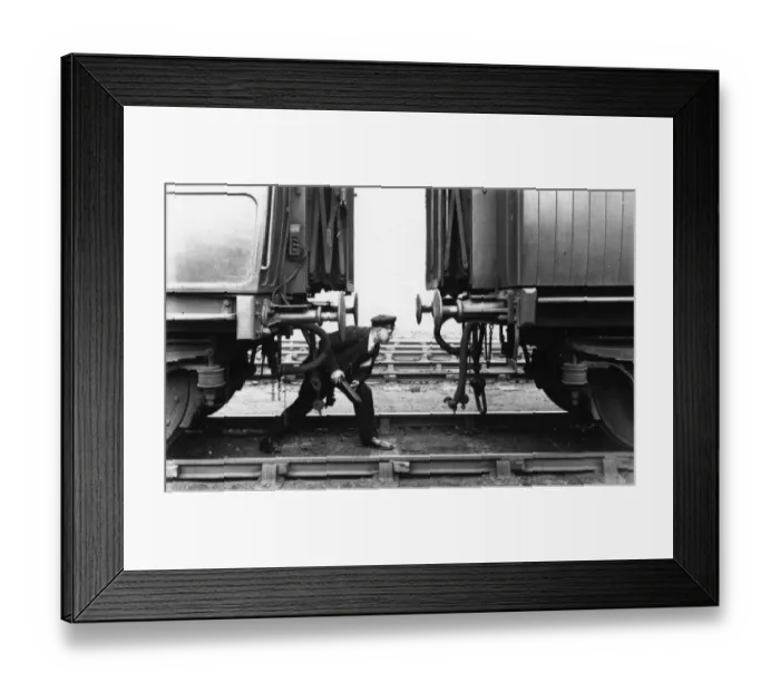 Framed Print : Passenger shunter coupling-up, c. 1930s