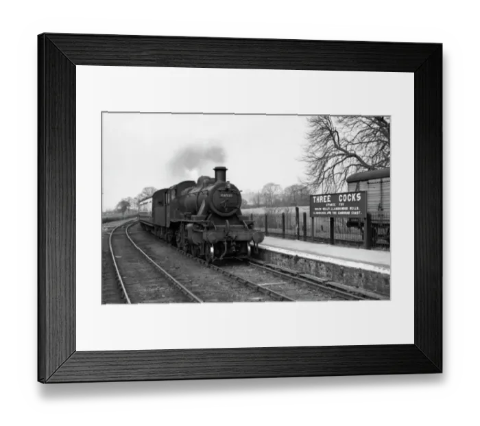 Framed Print : Ivatt 2MT class, 2-6-0, No. 46521 at Three Cocks Junction April 1958 Framed Print : Ivatt 2MT class, 2-6-0, No. 46521 at Three Cocks Junction April 1958