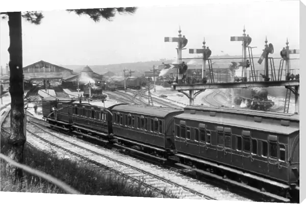 Signal gantry at Newton Abbot Station, Devon, c. 1920