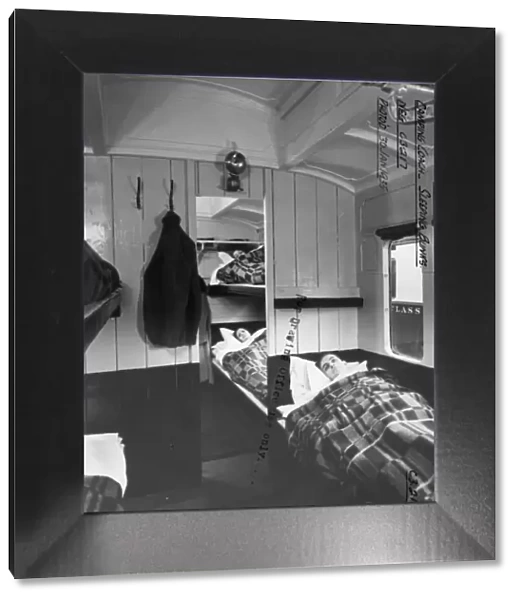Interior of Camp Coach showing bunk beds, 1935