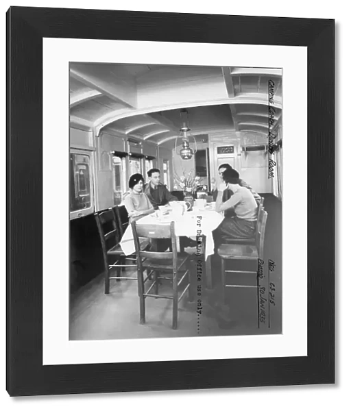 Interior of Camp Coach showing dining room, 1935