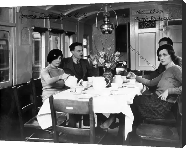 Interior view of Camp Coach showing a close up view of dining room, 1935