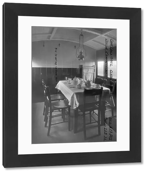 Interior view of Camp Coach No. 9992 showing dining room, 1934