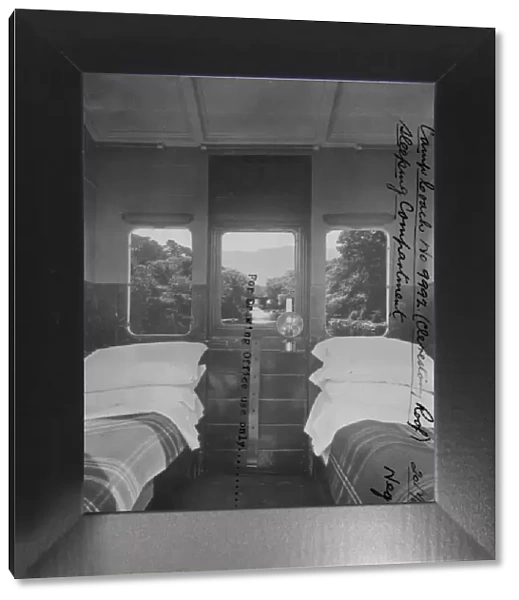 Interior view of Camp Coach No. 9992 showing sleeping compartment, 1934