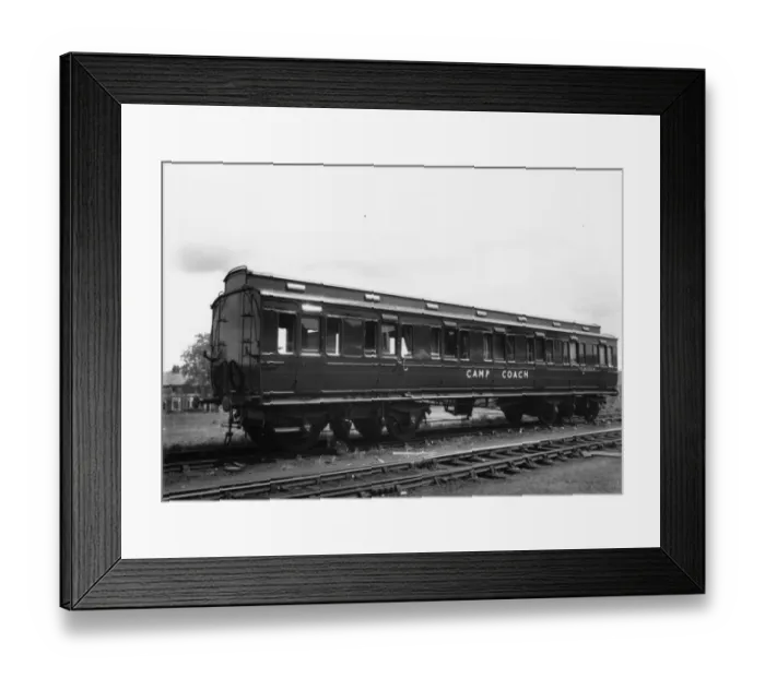 Framed Print : Exterior view of Camp Coach No. W9910, 1952