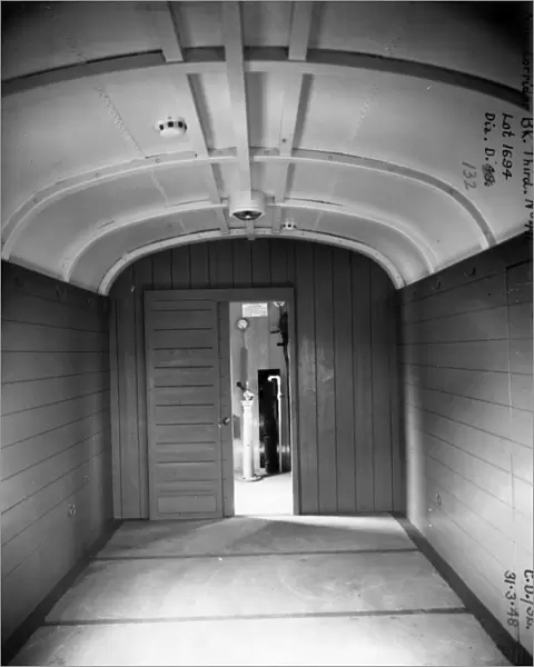 View of brake compartment on non corridor brake third van no. 416, 1948