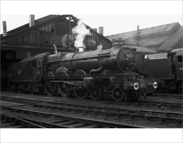 Castle Class locomotive No. 7022, Hereford Castle at Swindon Shed, c. 1960