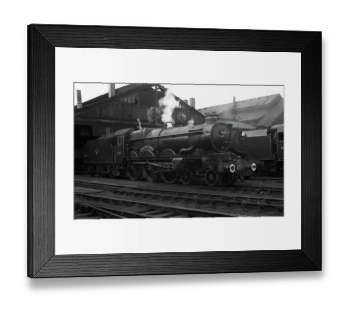 Framed Print : Castle Class locomotive No. 7022, Hereford Castle at Swindon Shed, c. 1960 Framed Print : Castle Class locomotive No. 7022, Hereford Castle at Swindon Shed, c. 1960