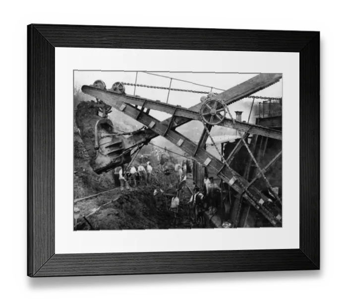Framed Print : Navvies excavating a cutting, c1880s Framed Print : Navvies excavating a cutting, c1880s