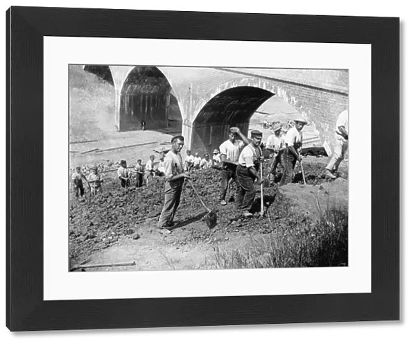 Navvies landscaping a cutting, c1880s