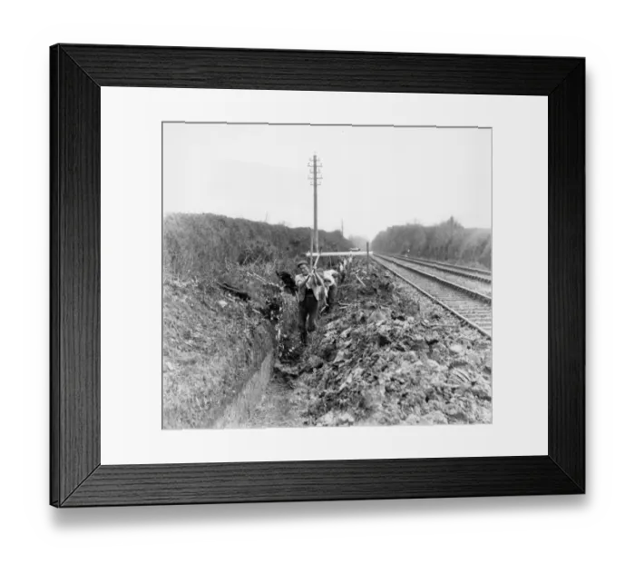 Framed Print : Navvies working alongside track, c1890