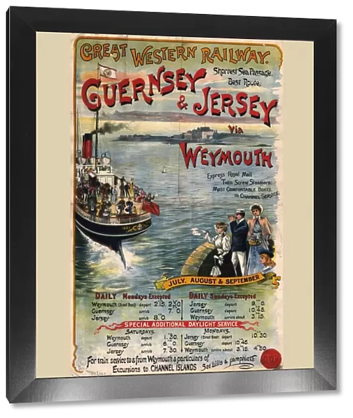 Guernsey & Jersey via Weymouth poster, about 1891