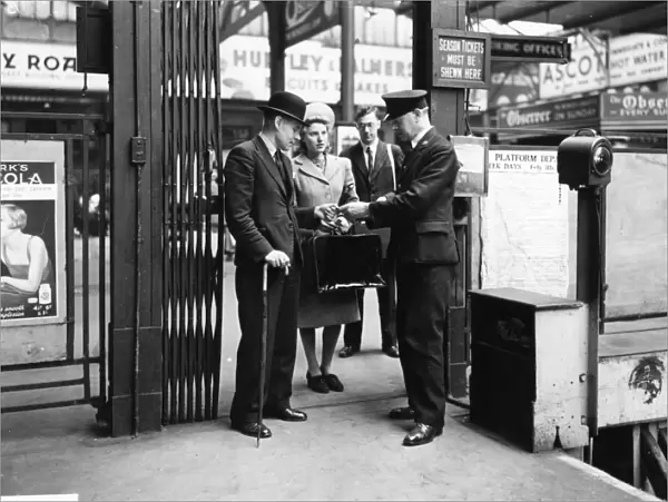 Ticket barrier at Paddington Station, London, c. 1940