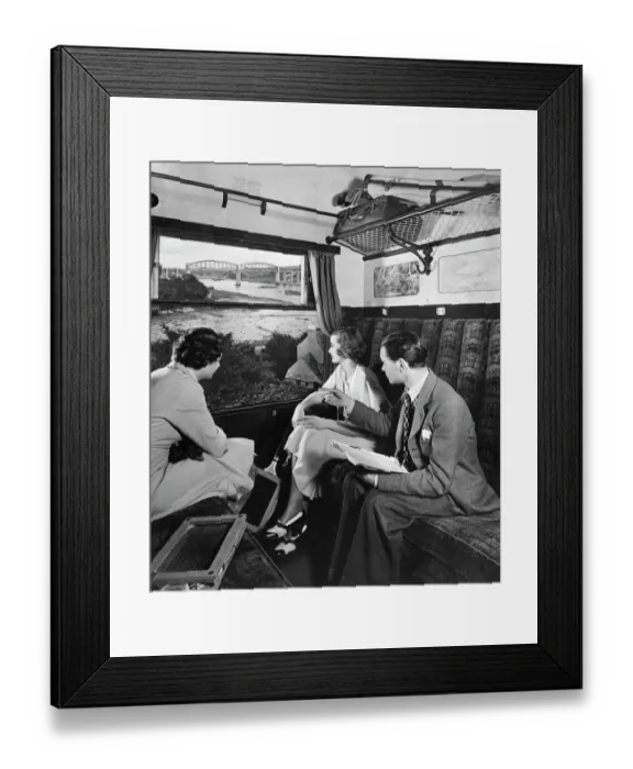 Framed Print : Publicity shot of passengers in carriage, 1930s