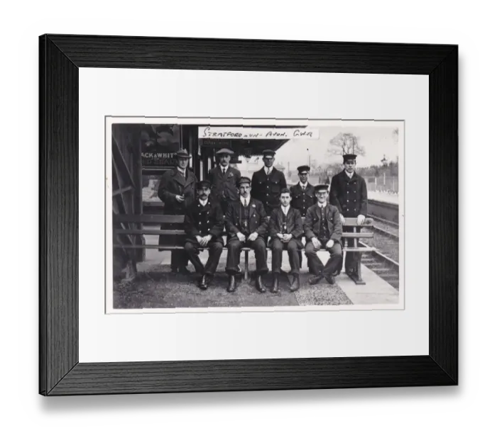 Framed Print : Staff at Stratford on Avon station, 1910s