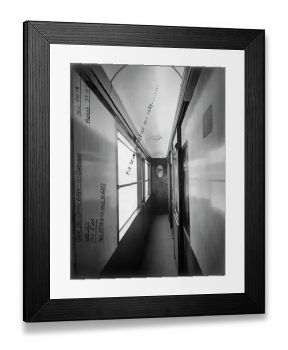 Framed Print : First class corridor of brake composite carriage No. 6484