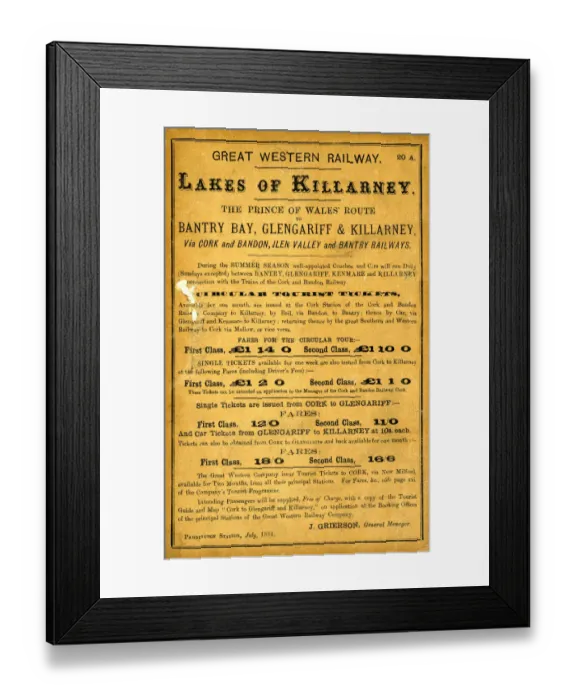 Framed Print : GWR advertising leaflet, 1884 Framed Print : GWR advertising leaflet, 1884