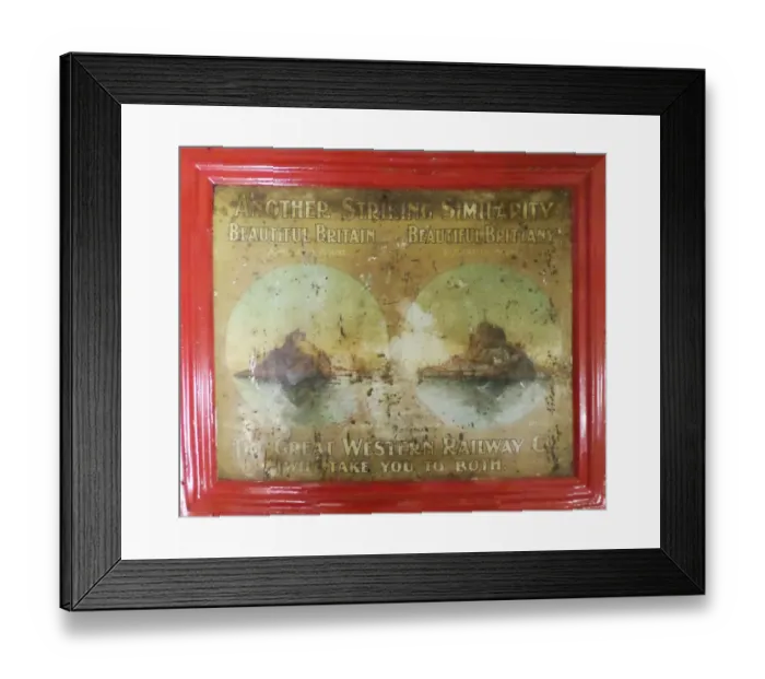 Framed Print : Metal sign advertising sign for St Michaels Mount, 1908 Framed Print : Metal sign advertising sign for St Michaels Mount, 1908