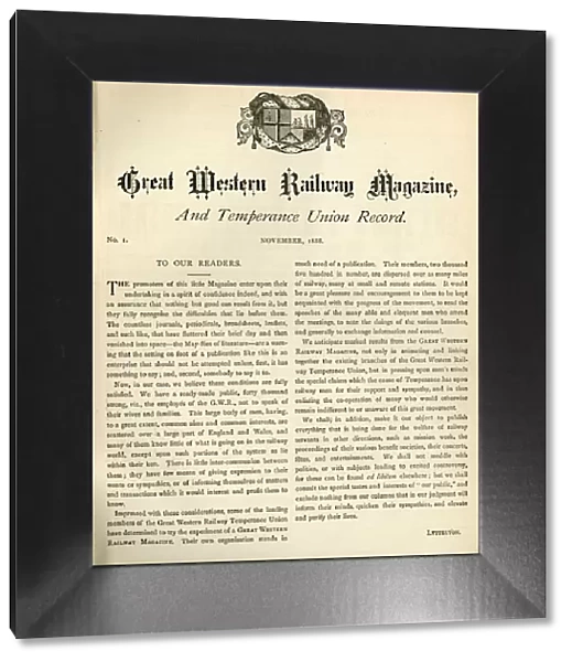 The first issue of the Great Western Magazine and Temperance Union Record, 1888
