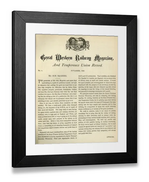 Framed Print : The first issue of the Great Western Magazine and Temperance Union Record, 1888