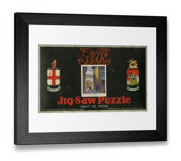 Framed Print : GWR jigsaw puzzle of A Cornish Fishing Village, 1930 Framed Print : GWR jigsaw puzzle of A Cornish Fishing Village, 1930