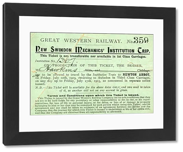 New Swindon Mechanics Institution Trip ticket 1903