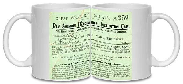 New Swindon Mechanics Institution Trip ticket 1903