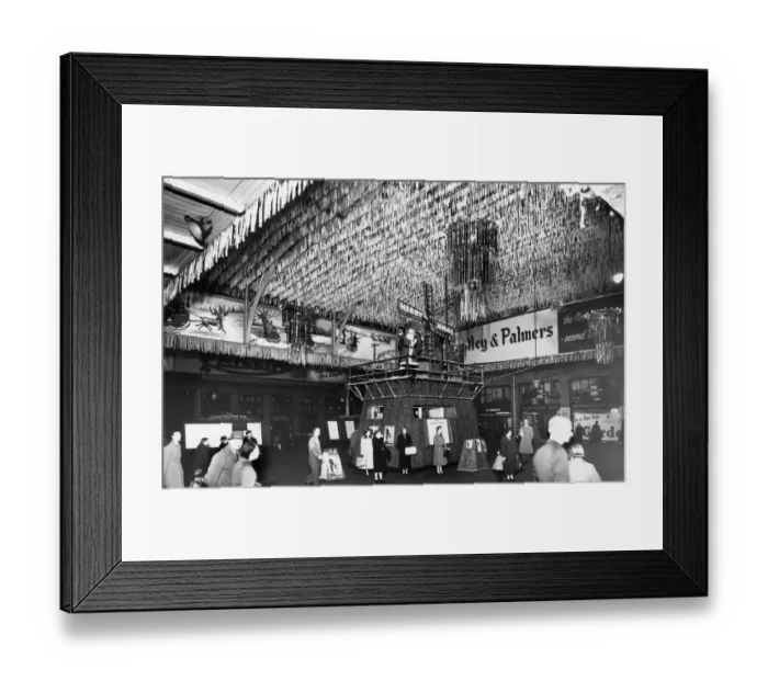 Framed Print : Christmas Decorations at Paddington Station, 1955
