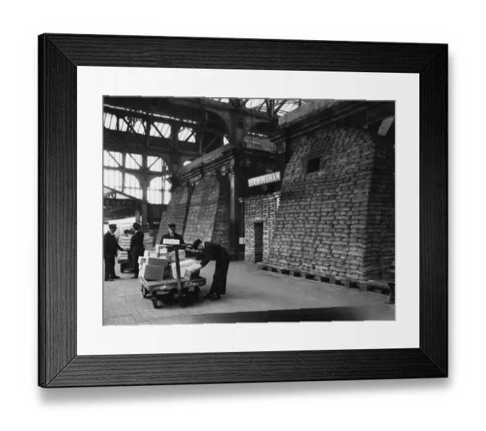 Framed Print : Sandbag protection at Birmingham Snow Hill Station