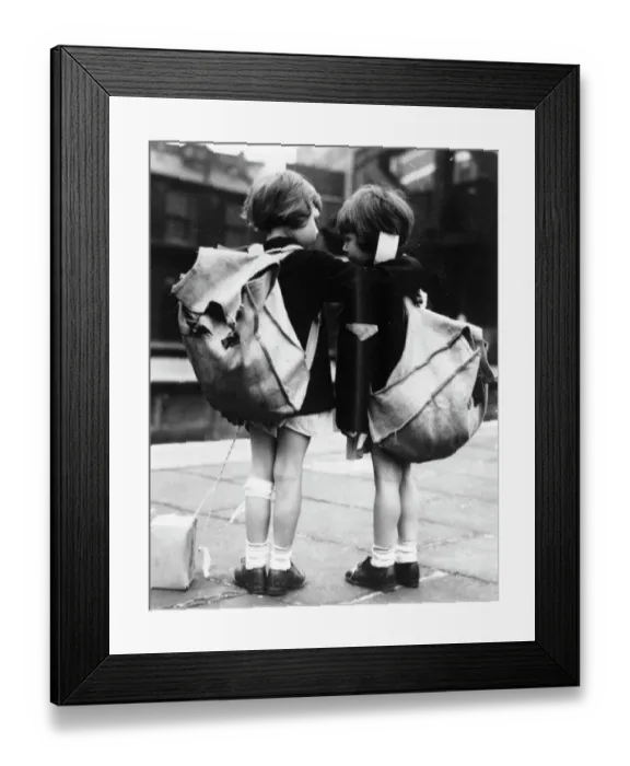 Framed Print : Two little girls awaiting evacuation from Paddington Station, September 1939 Framed Print : Two little girls awaiting evacuation from Paddington Station, September 1939