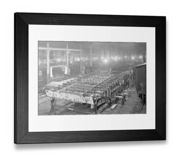 Framed Print : Motor landing craft under construction, 1942 Framed Print : Motor landing craft under construction, 1942