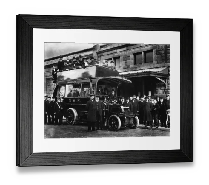 Framed Print : GWR Double Decker Milnes-Daimler omnibus, Penzance, 1904 Framed Print : GWR Double Decker Milnes-Daimler omnibus, Penzance, 1904