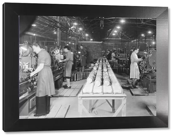 Production line for wartime shells in No. 24 Shop, Swindon Works, 1942