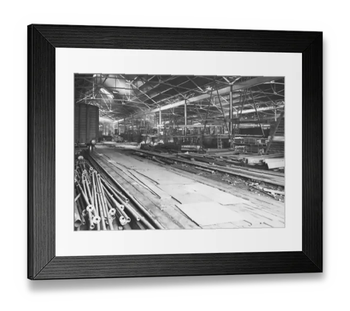 Framed Print : No. 24F shop, Swindon Works, undergoing war time alterations in 1941 Framed Print : No. 24F shop, Swindon Works, undergoing war time alterations in 1941