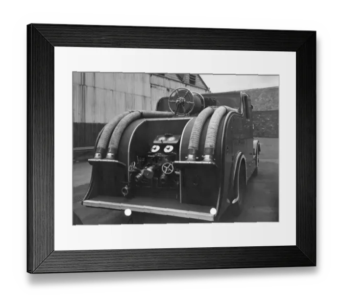 Framed Print : Swindon Works Fire Brigade Dennis Fire Engine, 1942 Framed Print : Swindon Works Fire Brigade Dennis Fire Engine, 1942