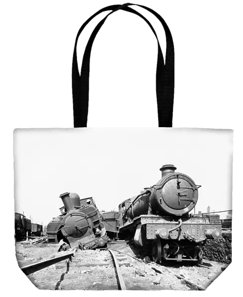 Bomb damage to locomotives at Newton Abbot Station, 1940