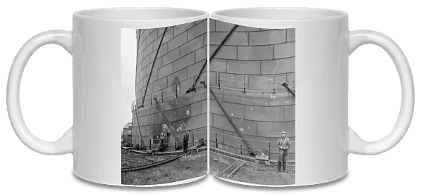 Air raid damage to the gas holder at Swindon Works, 1942