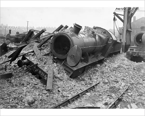 Mogul locomotive No. 8314 with bomb damage in 1941
